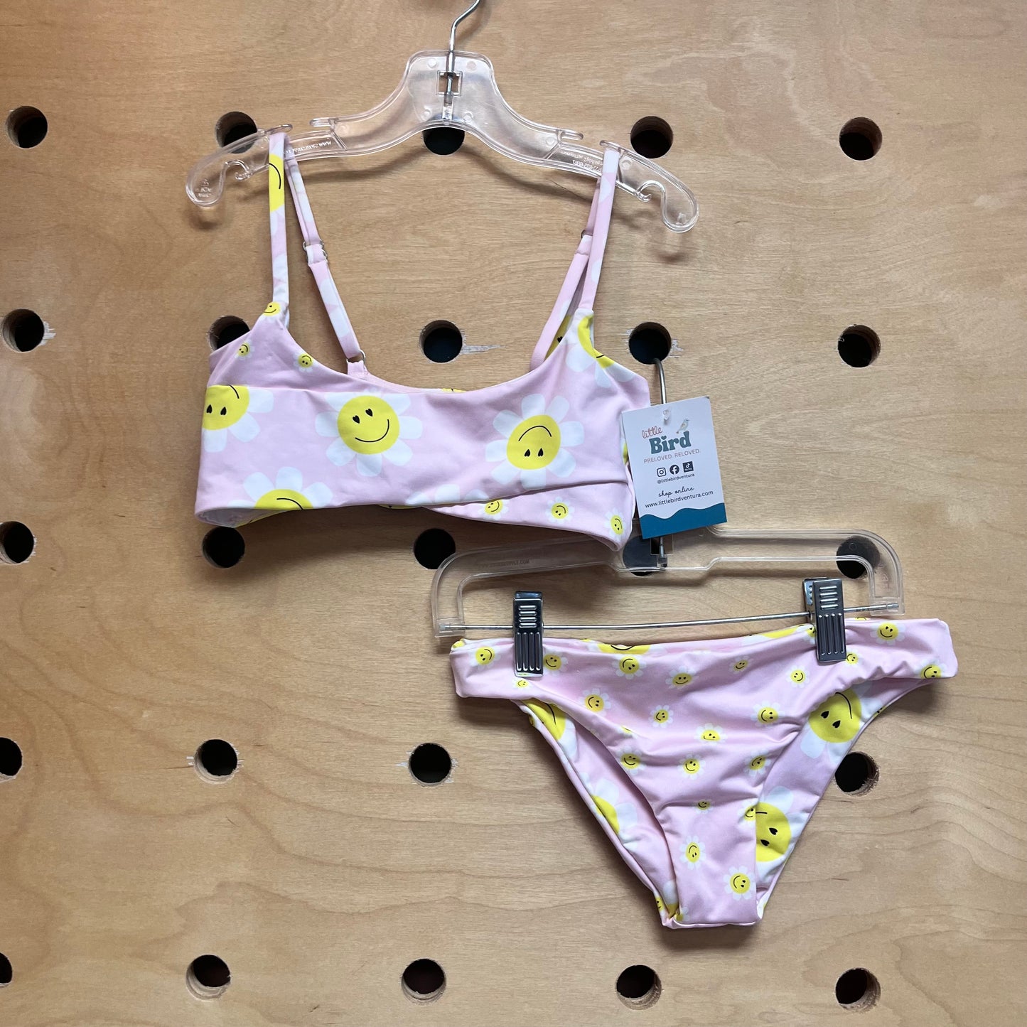2pc. Pink Smiley Flowers Swimsuit