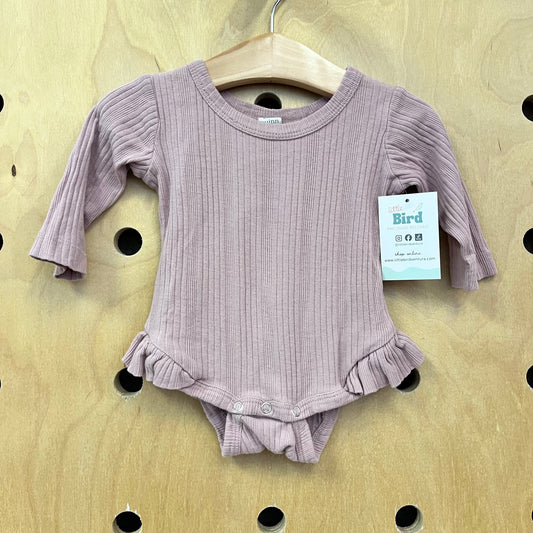 Organic Blush Ribbed LS Bodysuit