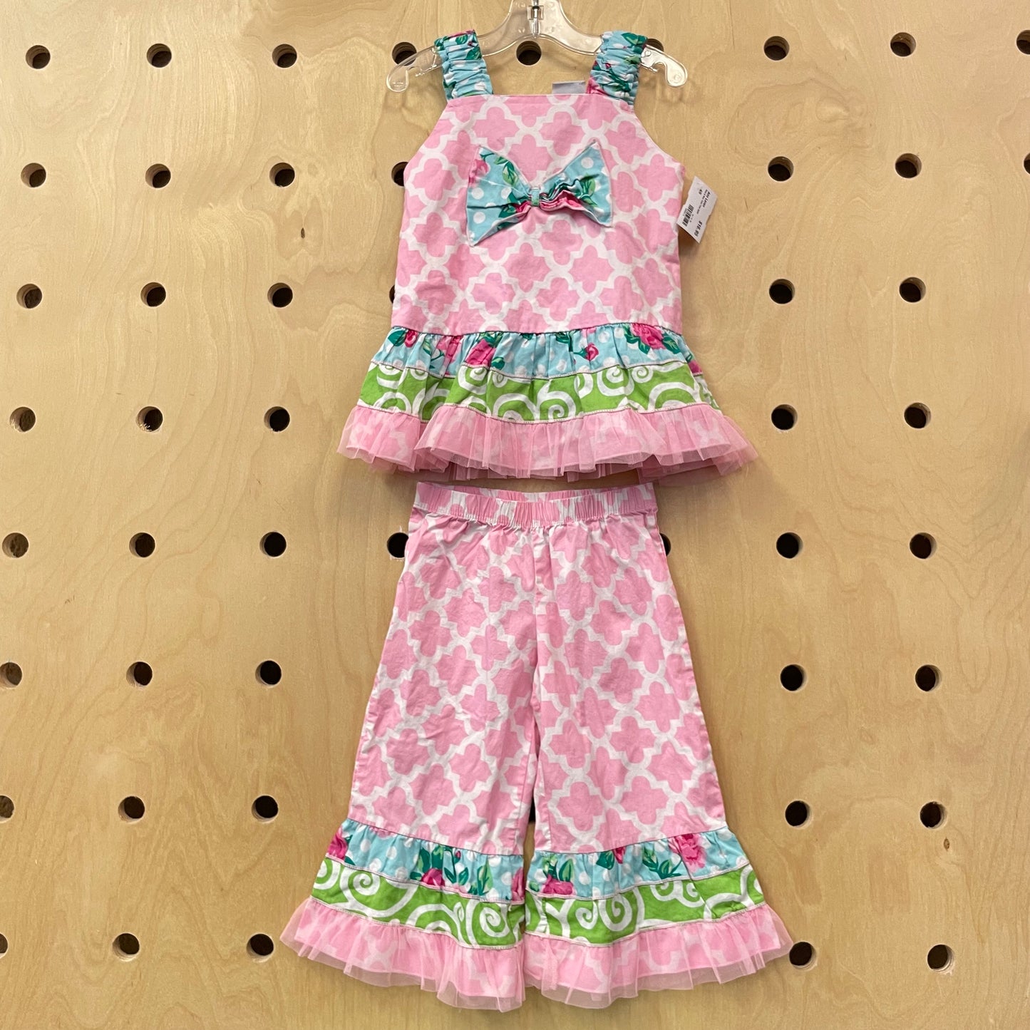 Pink & Blue Tulle Trim Outfit