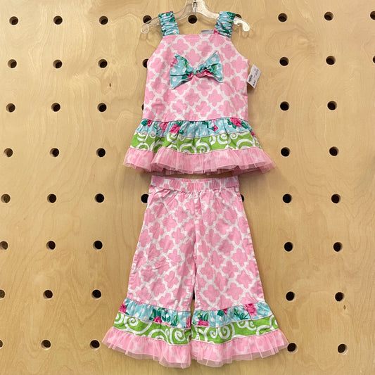 Pink & Blue Tulle Trim Outfit