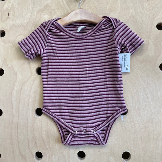 Organic Pink Striped Ribbed Bodysuit