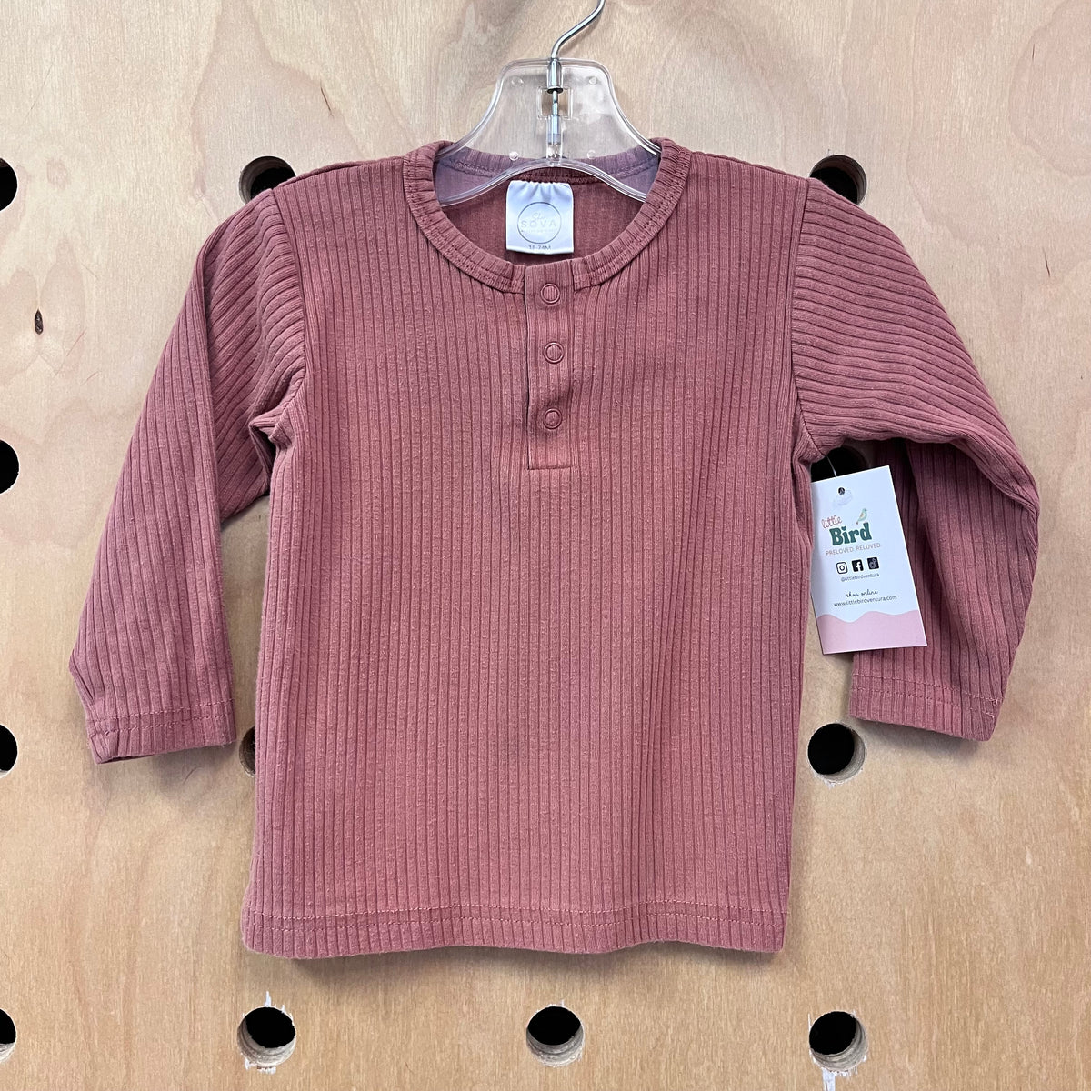 Clay Ribbed Snap Henley