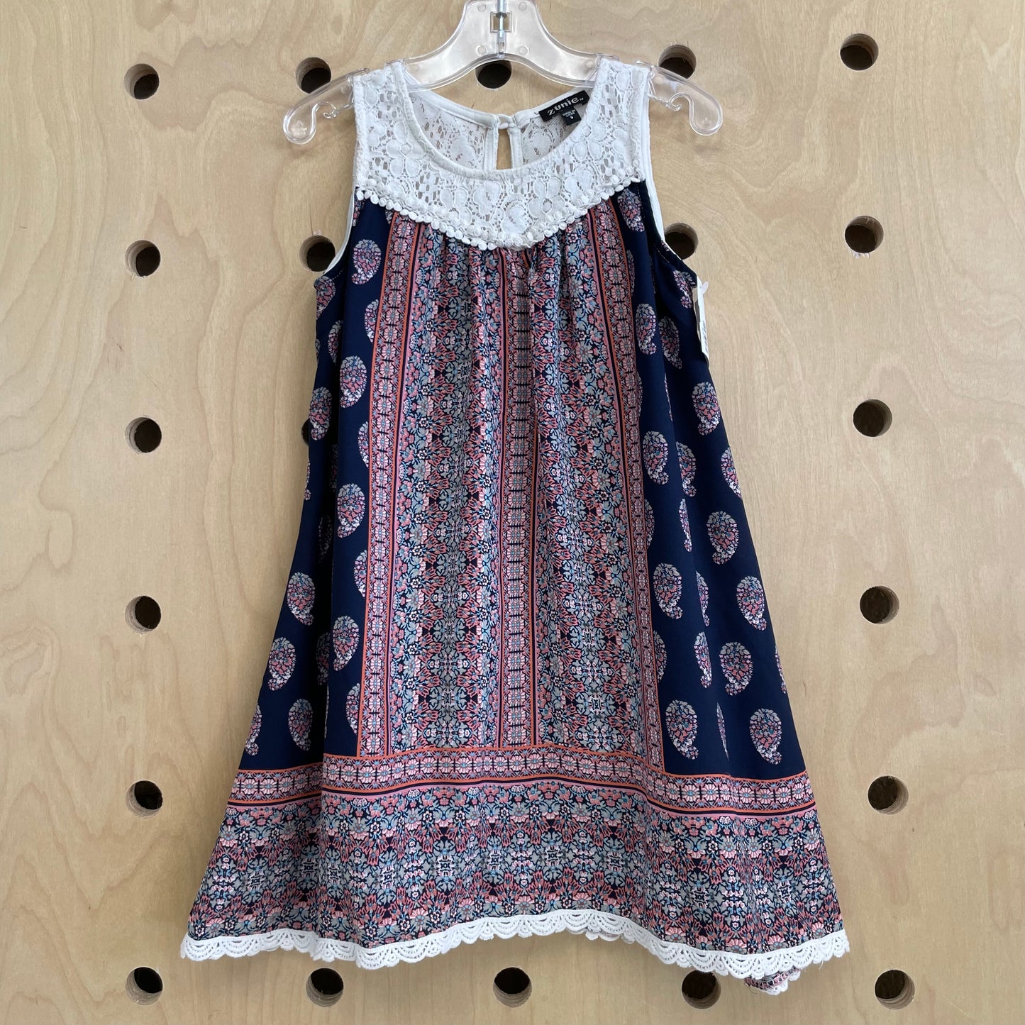 Navy + Pink Paisley Dress