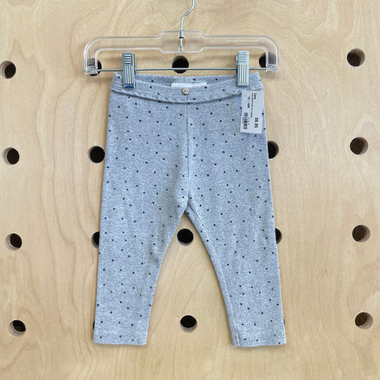 Grey Ribbed Polka Dot Leggings