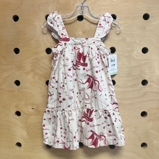 Cream & Red Organic Astrology Dress