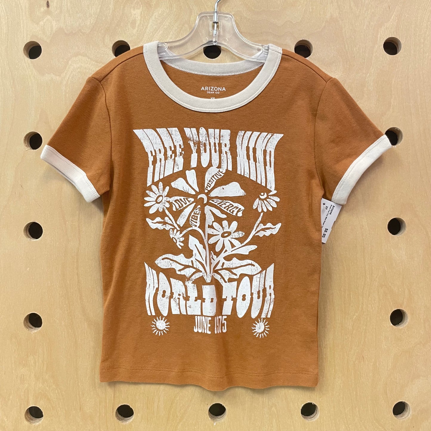 Brown Free Your Mind Ringer Tee