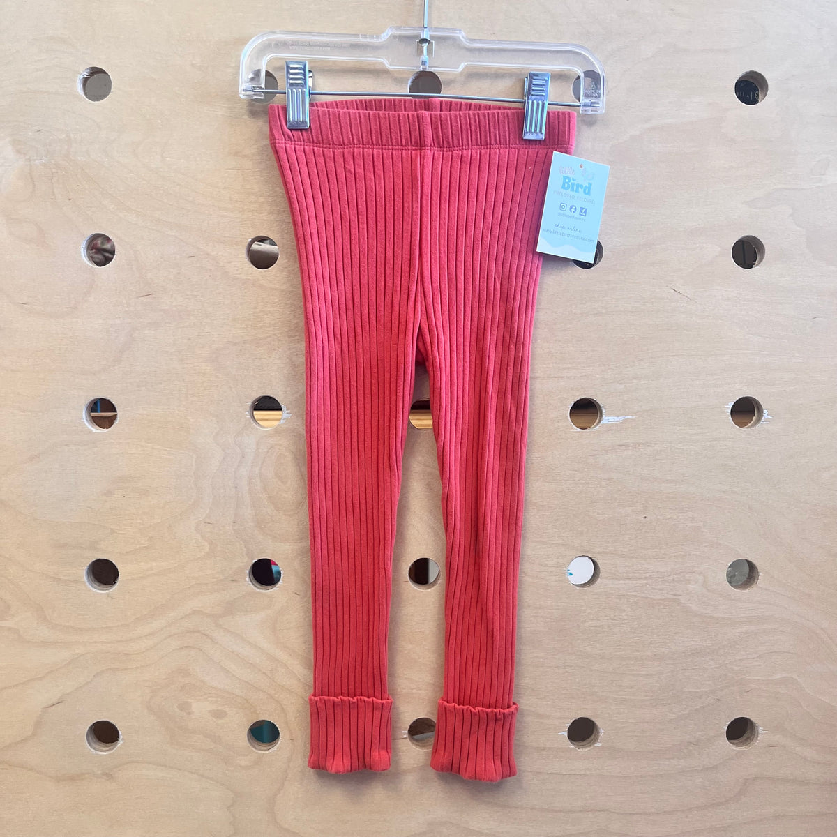 Orange Ribbed Organic Cuffed Leggings