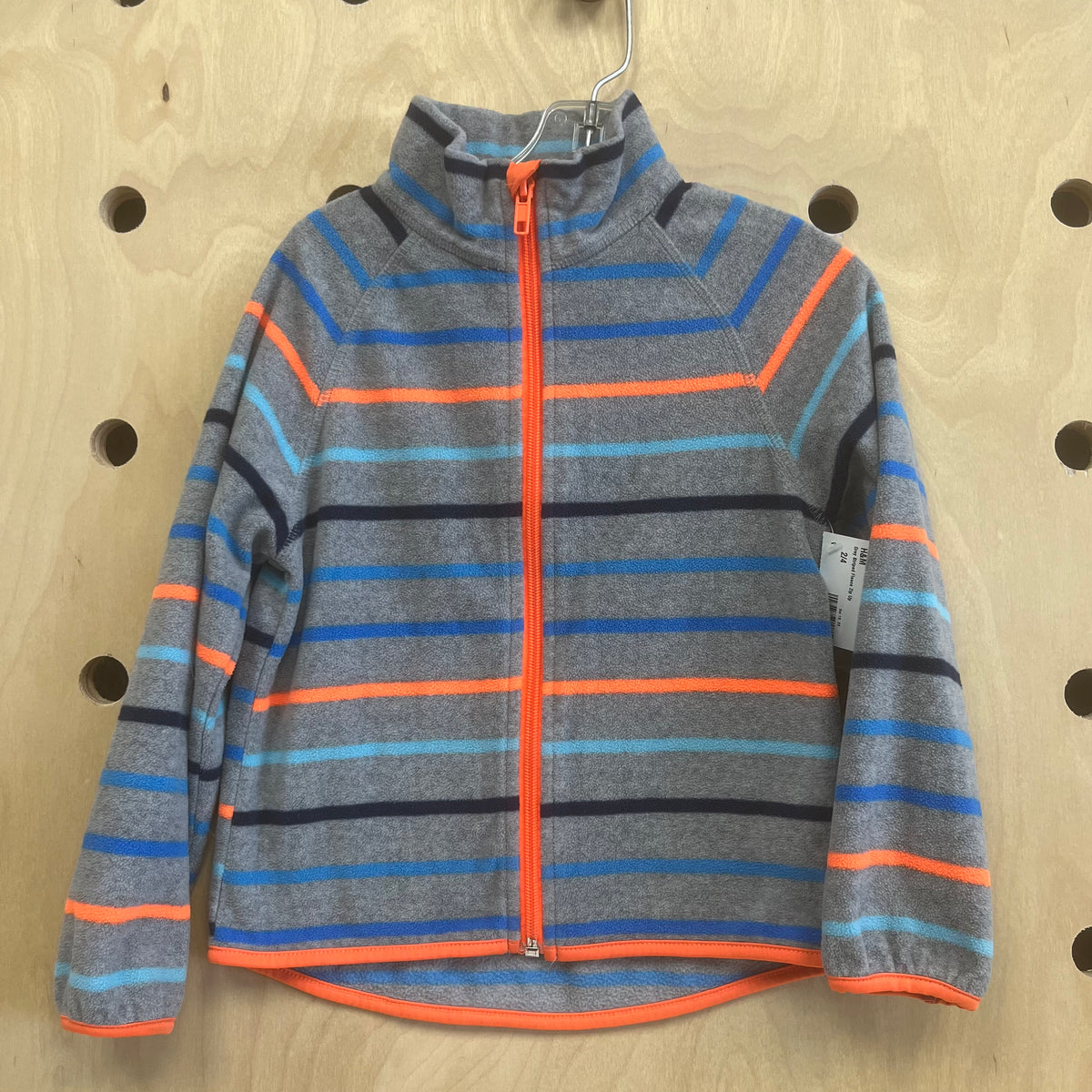 Grey Striped Fleece Zip Up
