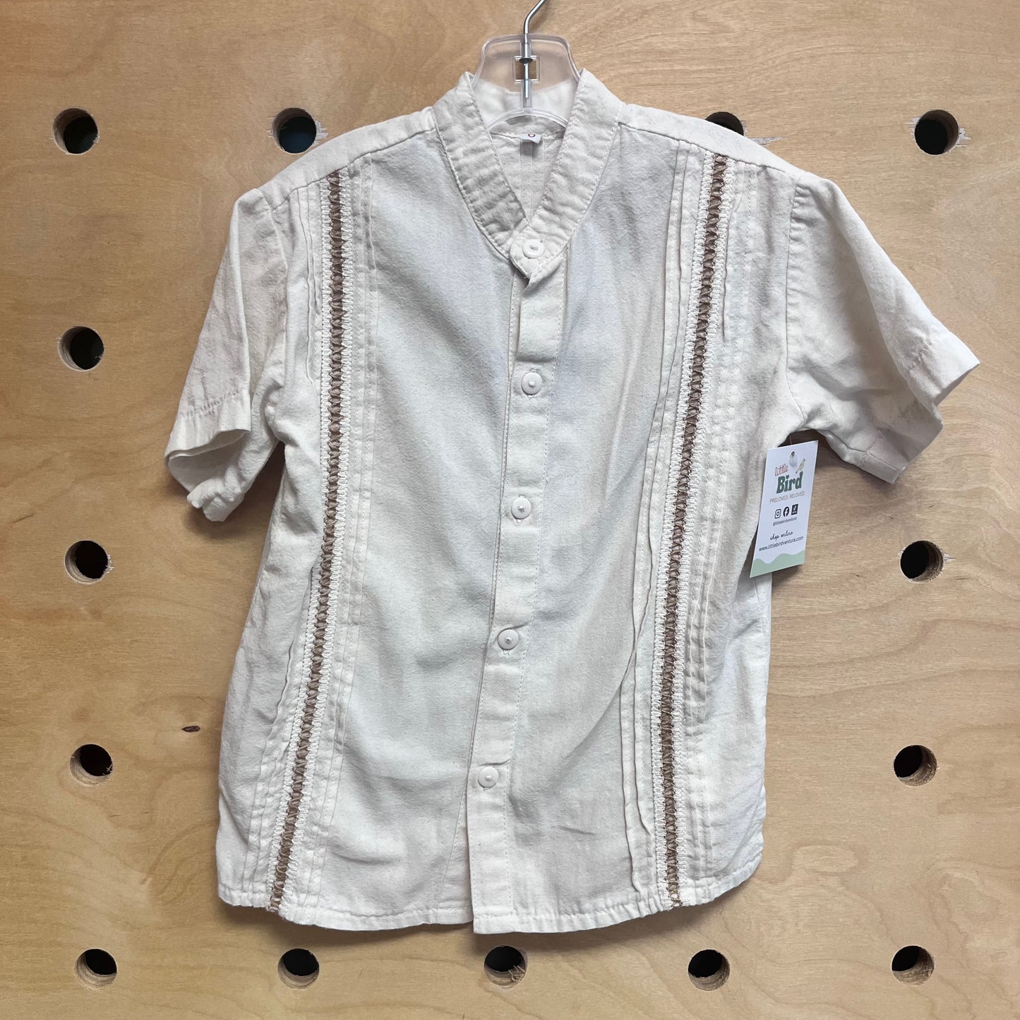 White/Brown Crossover Button Up