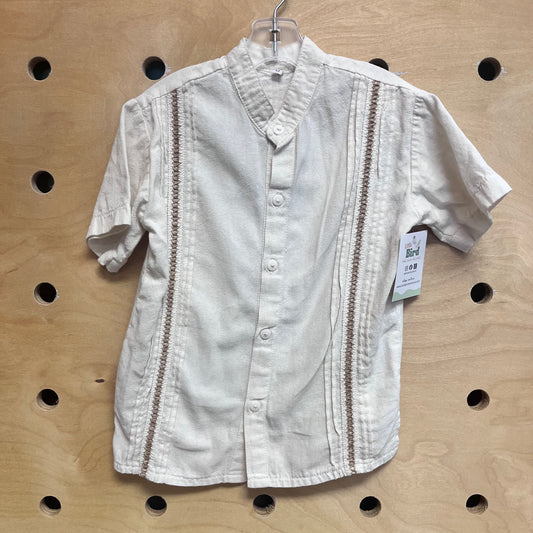 White/Brown Crossover Button Up