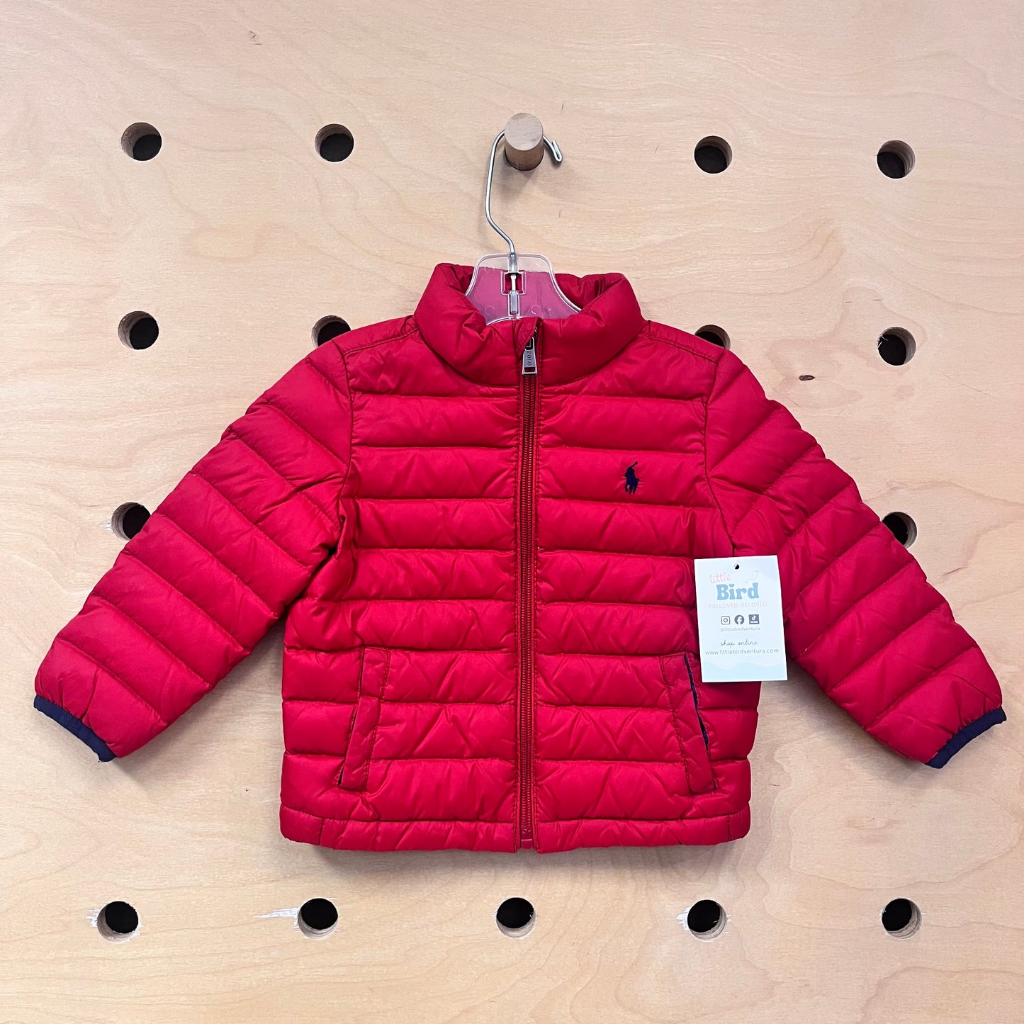Red Embroidered Logo Puff Jacket