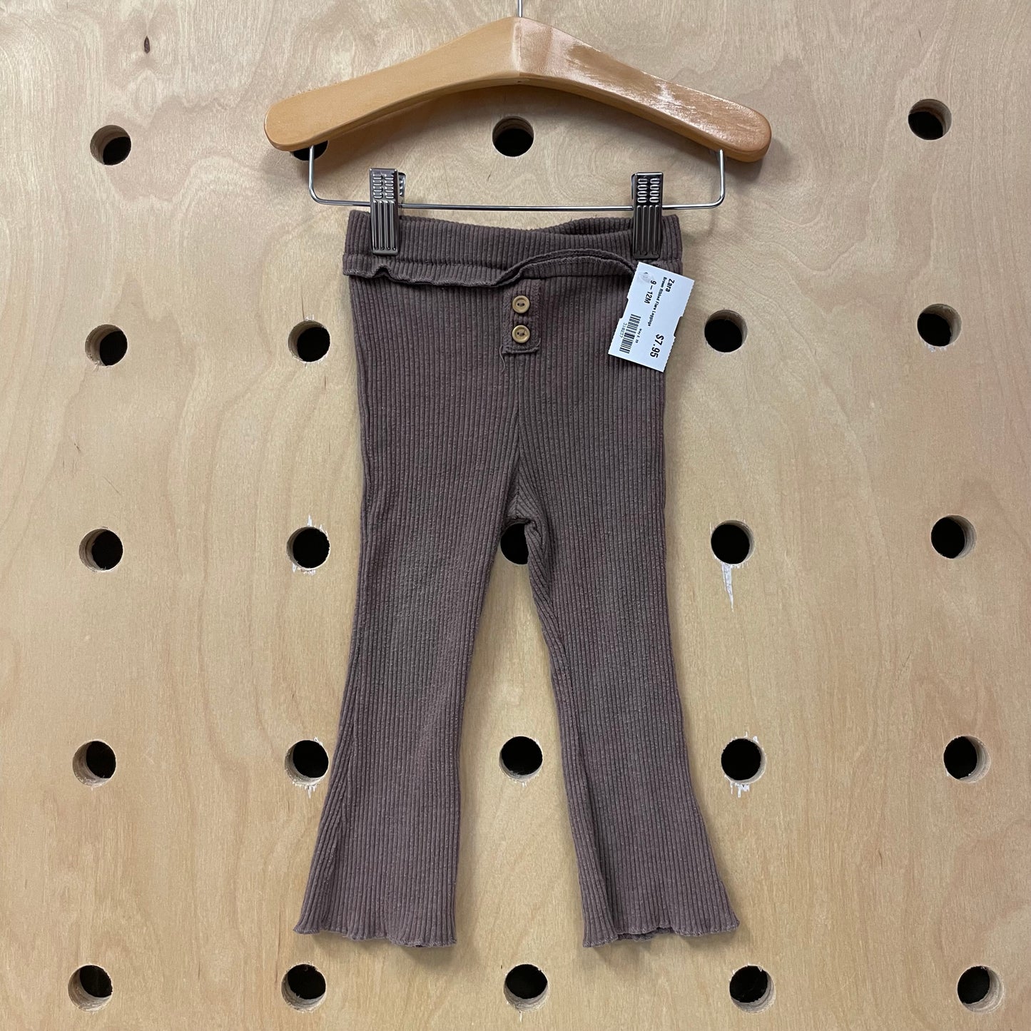 Brown Ribbed Flare Leggings