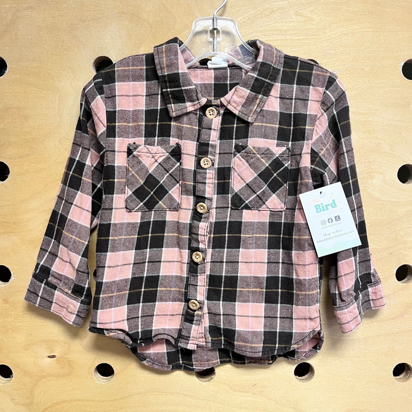 Pink & Borwn Plaid Flannel