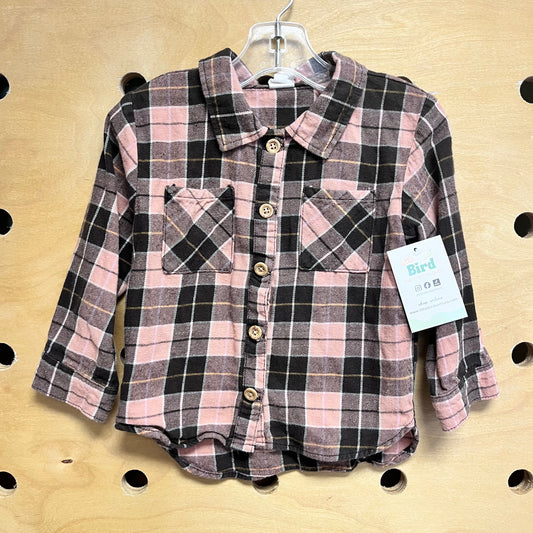 Pink & Borwn Plaid Flannel
