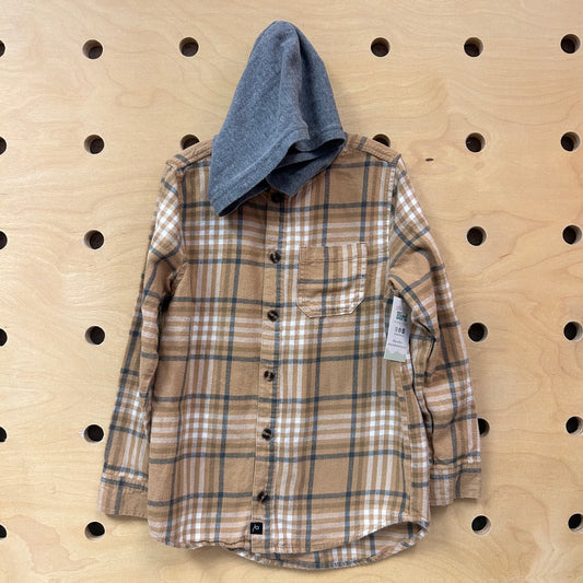 Yellow Plaid/Jersey Hood Flannel