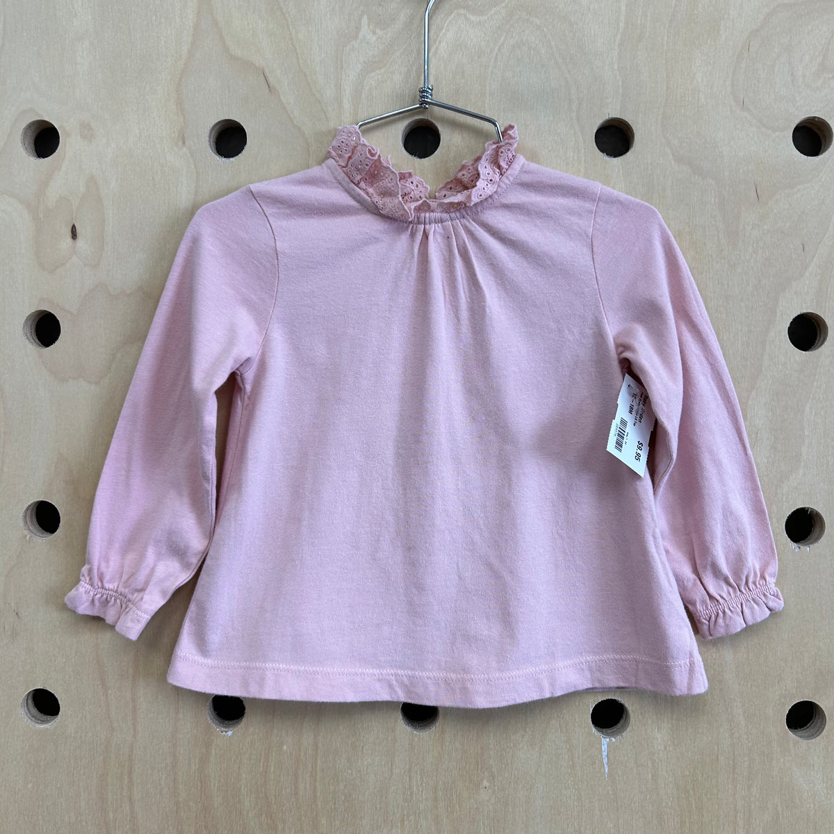 Pink Eyelet Collar LS Top