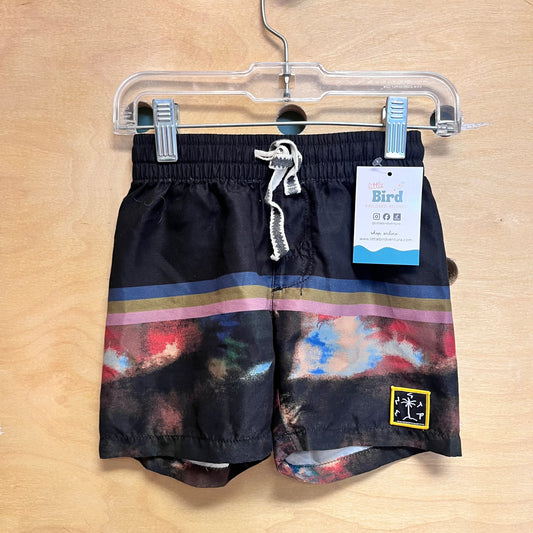Black Striped Quick Dry Drawstring Shorts