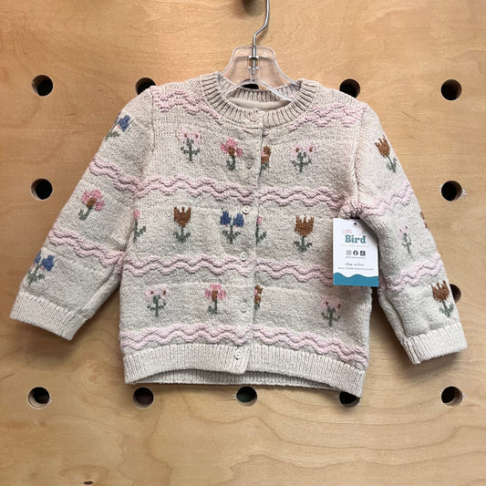 Beige Floral Cardigan