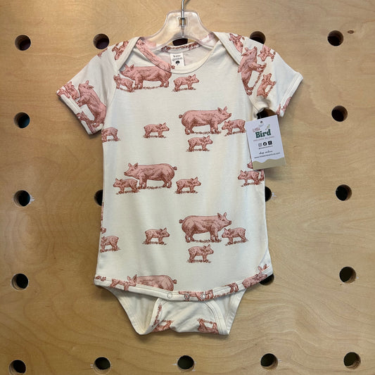 Cream Pigs Bamboo Bodysuit