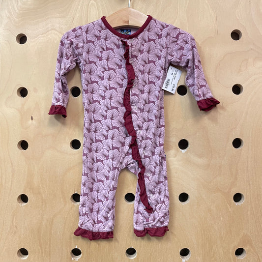 Purple Floral Snap Bamboo Romper
