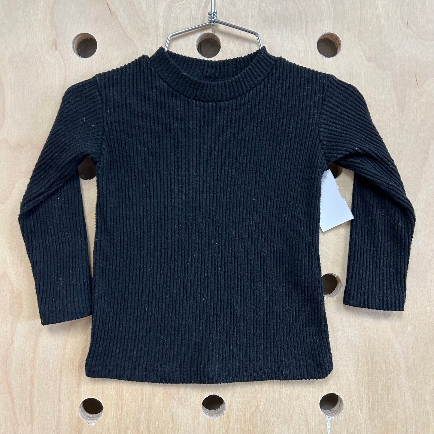 Black Ribbed Mock Neck Top