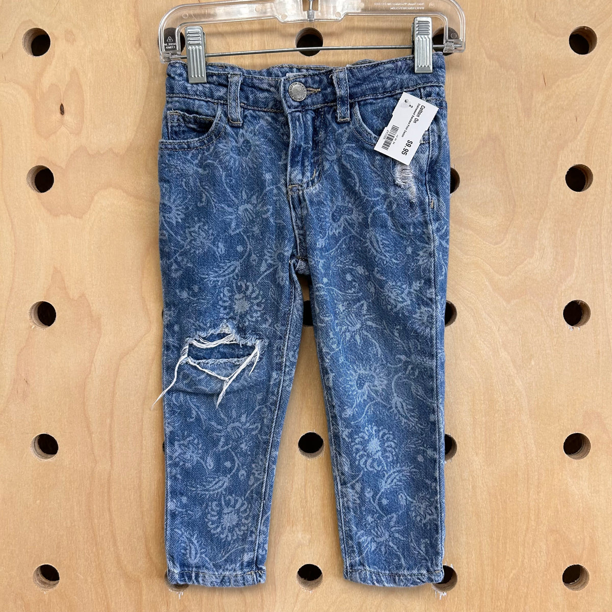 Distressed Bandana Print Denim