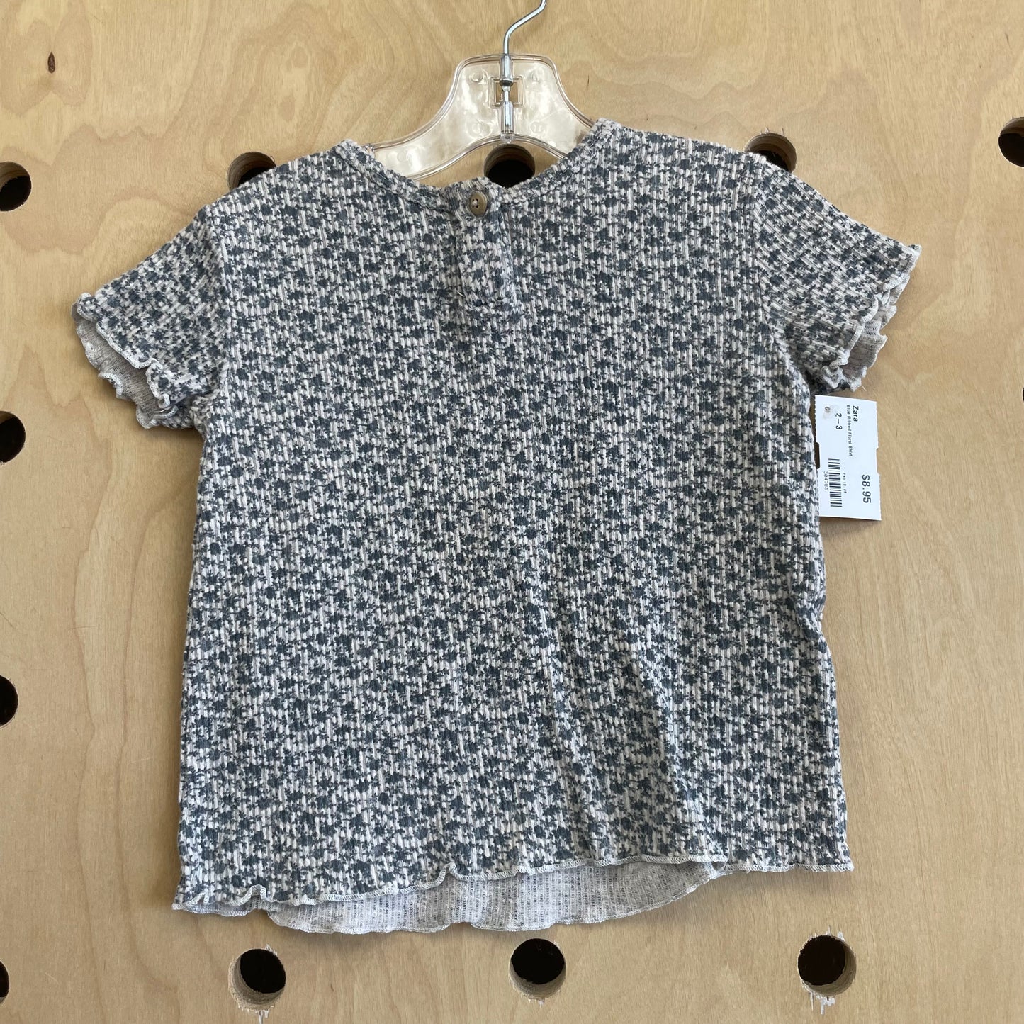 Blue Ribbed Floral Shirt