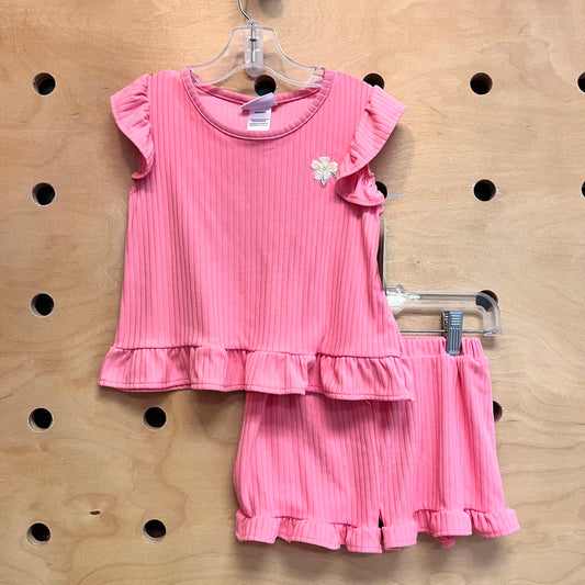 Coral Ribbed Outfit