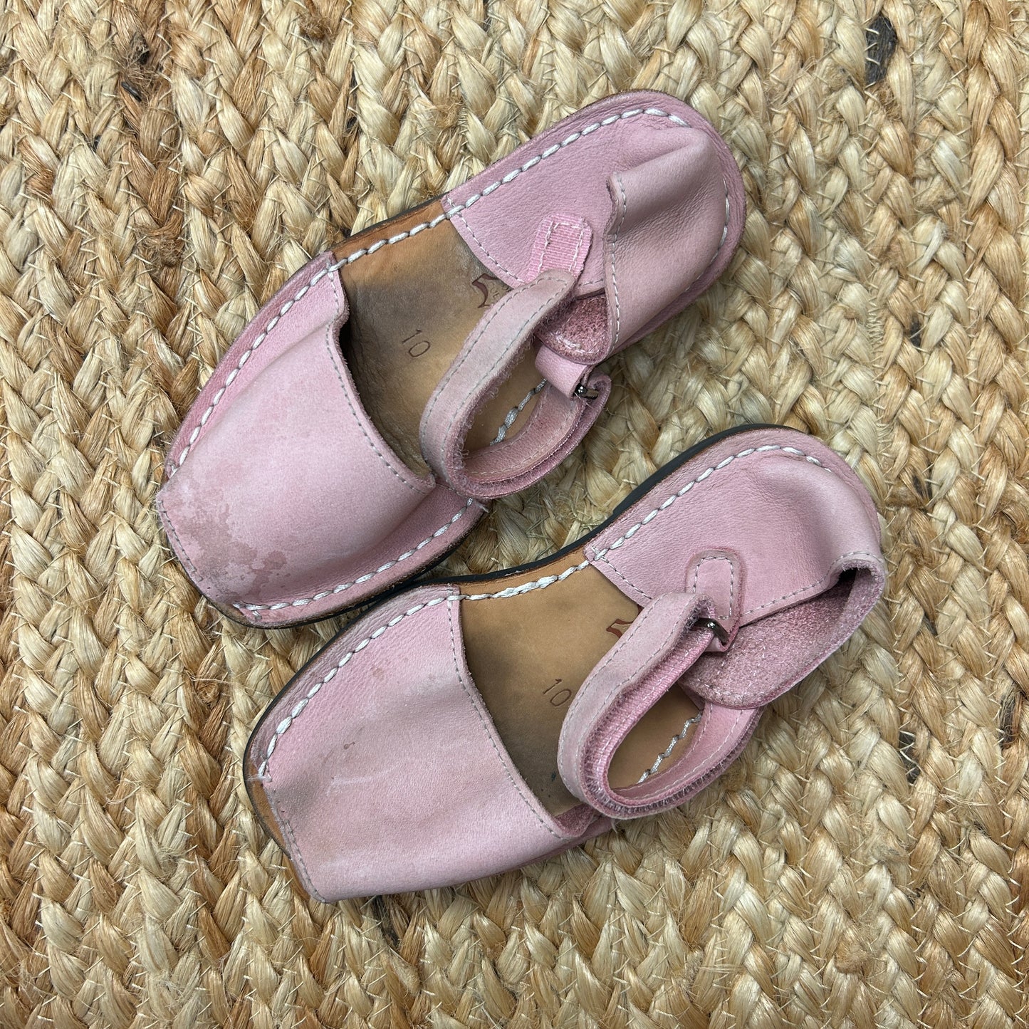 Pink Leather Frailera Sandals