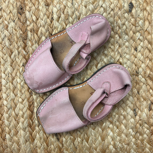 Pink Leather Frailera Sandals