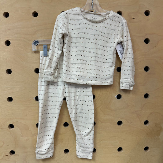 Cream Cotton Holiday Lights Pajamas