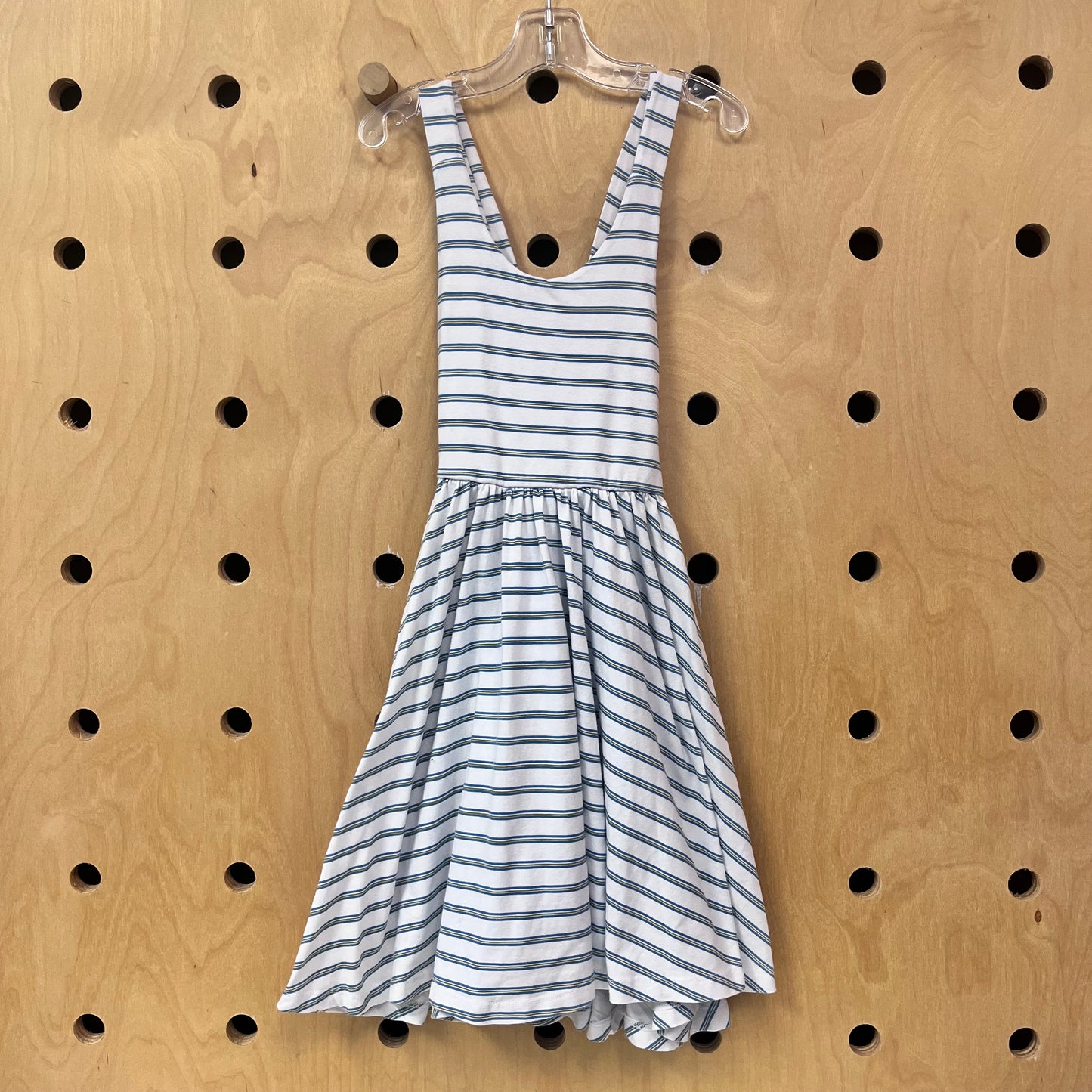 White Striped Cross Back Dress