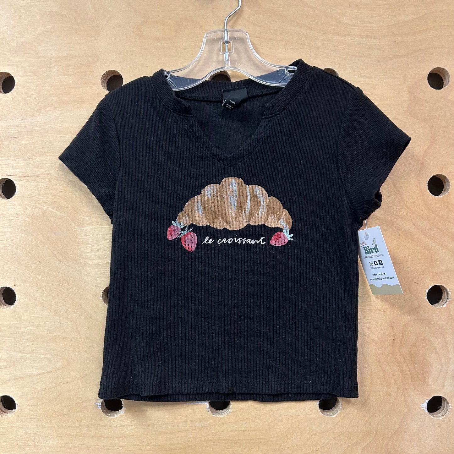 Black 'Le Croisant' Ribbed Tee