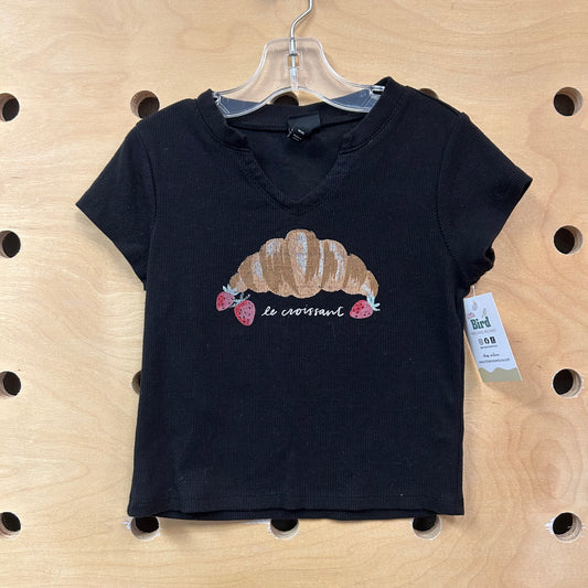 Black 'Le Croisant' Ribbed Tee