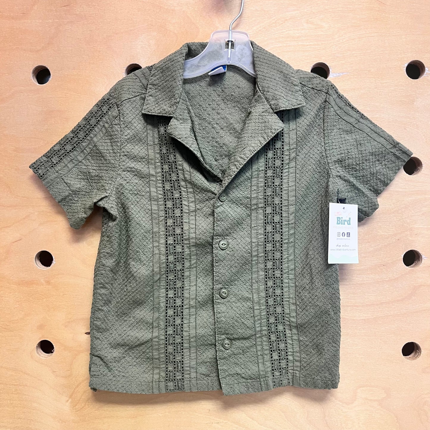 Green Textured Button Up