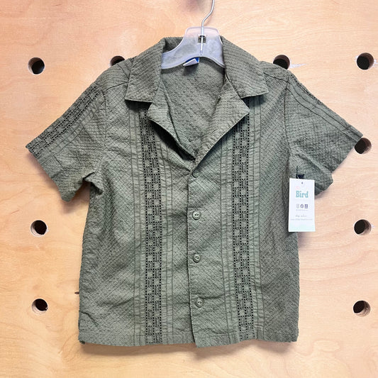 Green Textured Button Up