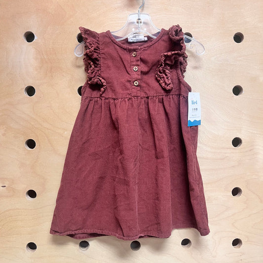 Brown Cord Cotton Dress