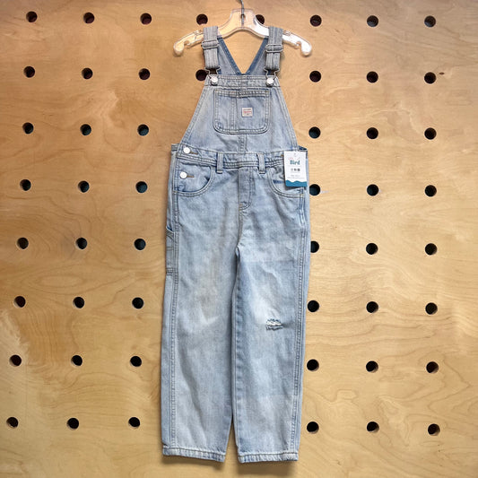 Lightwash Distressed Denim Overalls