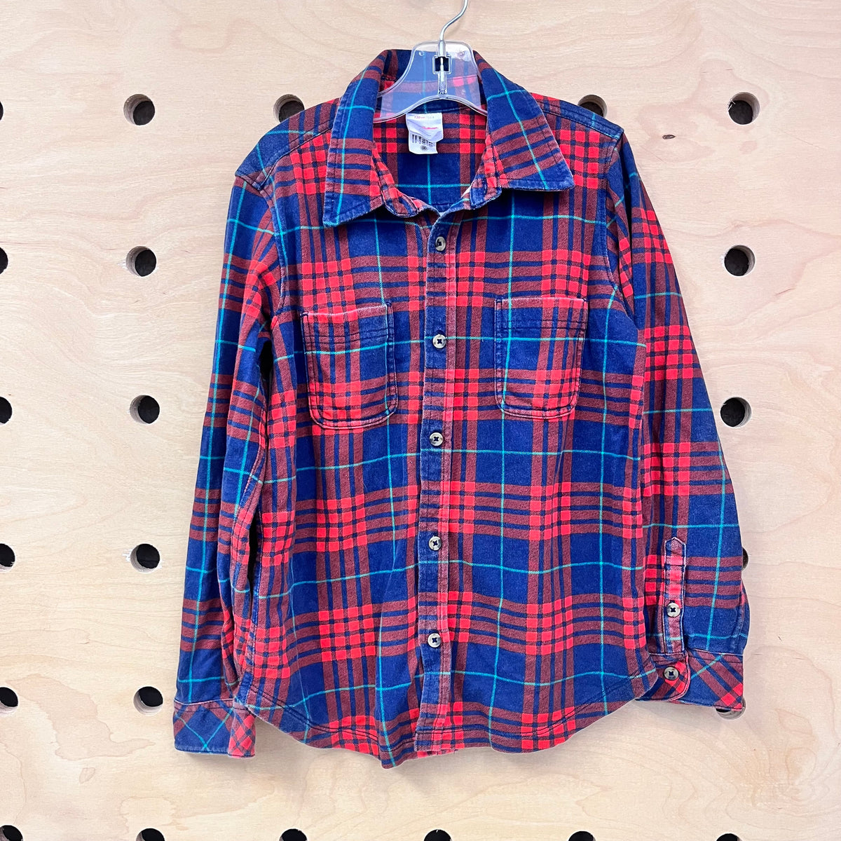 Navy/Red Plaid Cotton Button Up