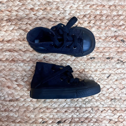 All Black High-Top Lace Sneakers