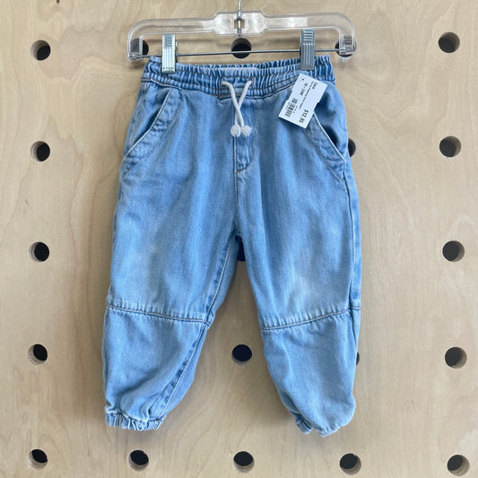 Pull On Drawstring Denim Joggers
