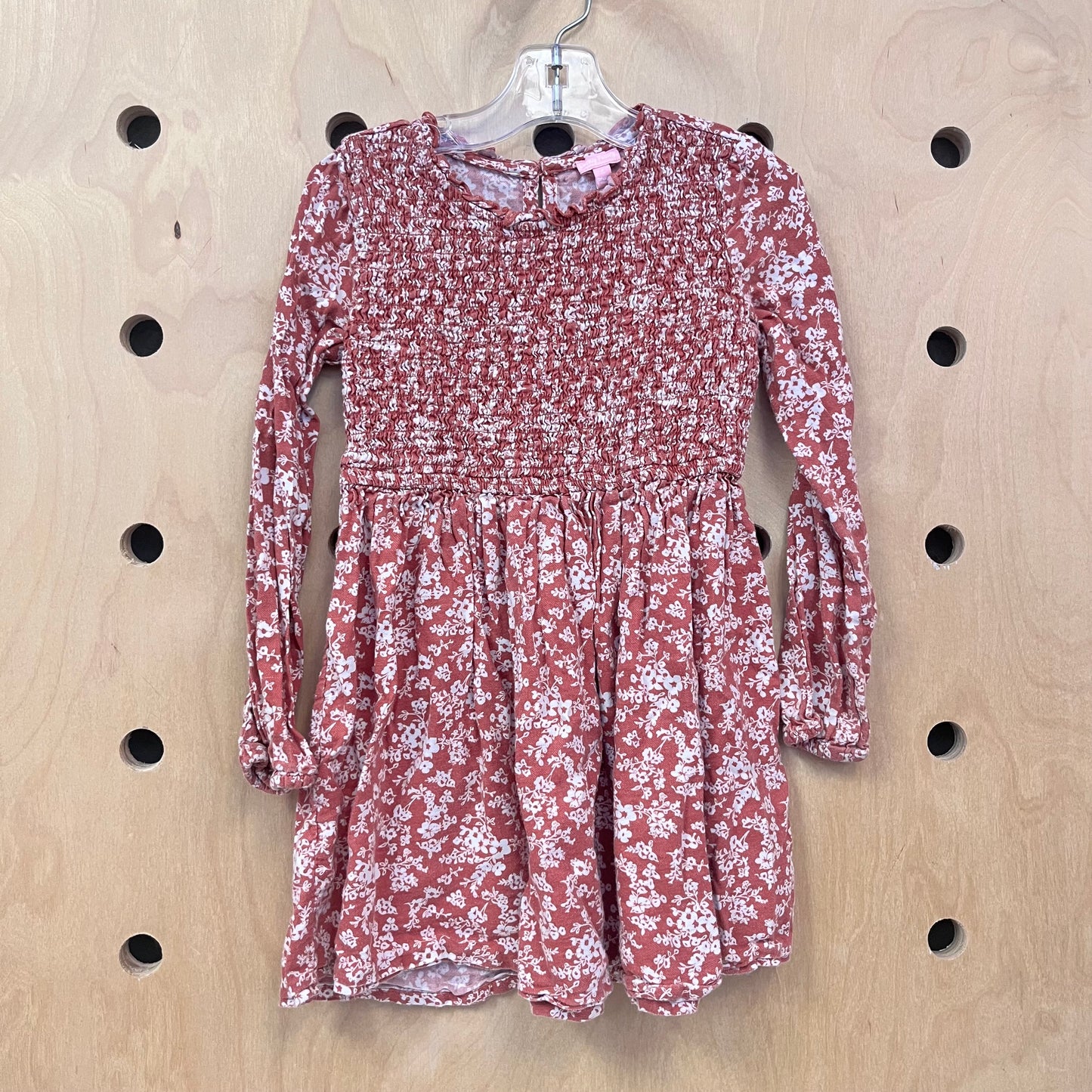 Terracotta Floral Smocked Dress