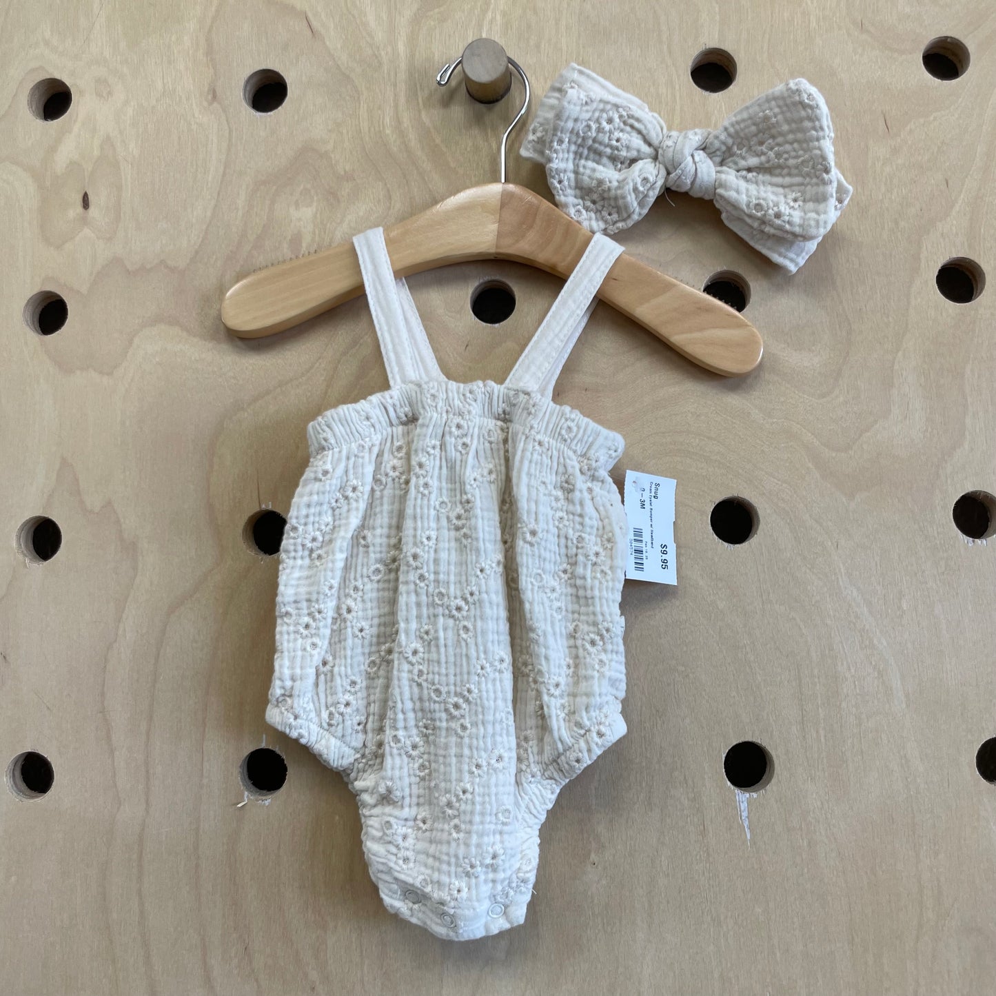 Cream Eyelet Romper w/ Headband