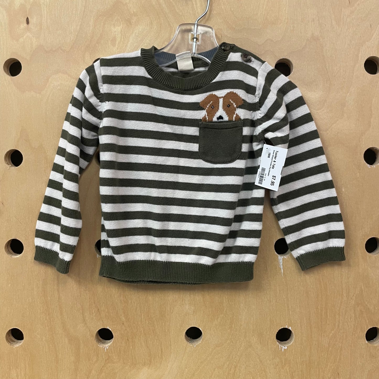 Green Striped Pocket Dog Sweater