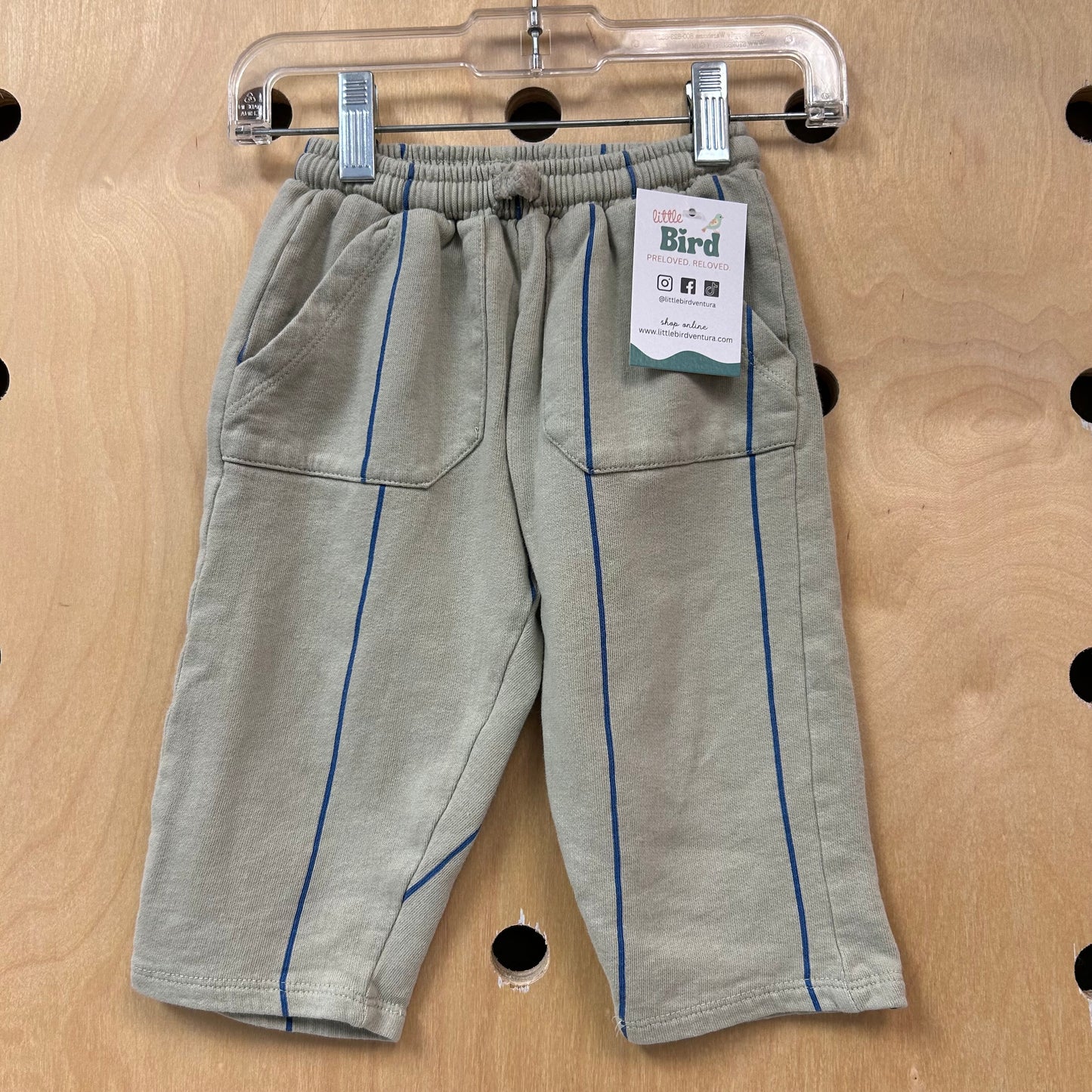 Green + Blue Striped Drawstring Pants