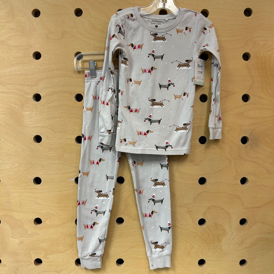 Grey Organic Holiday Dogs Pajamas
