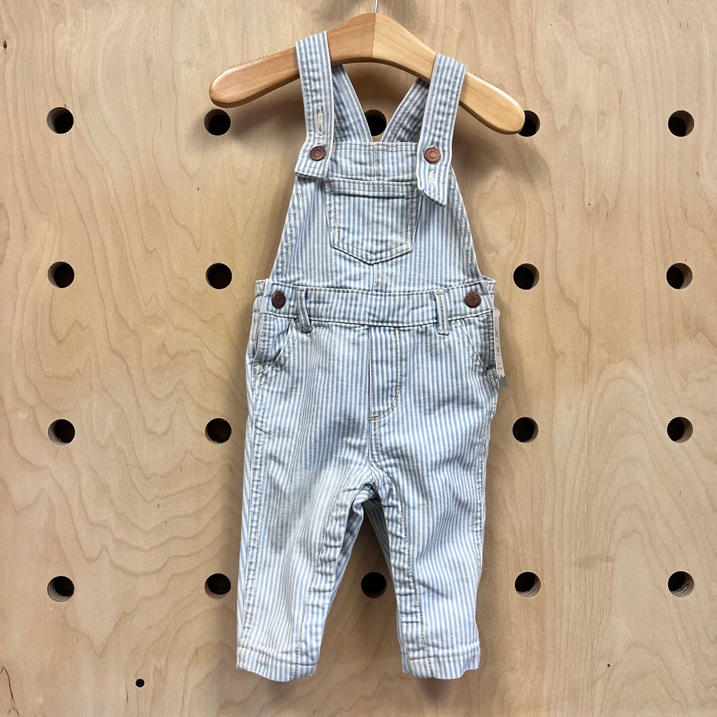 Blue Striped Denim Overalls