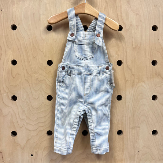Blue Striped Denim Overalls