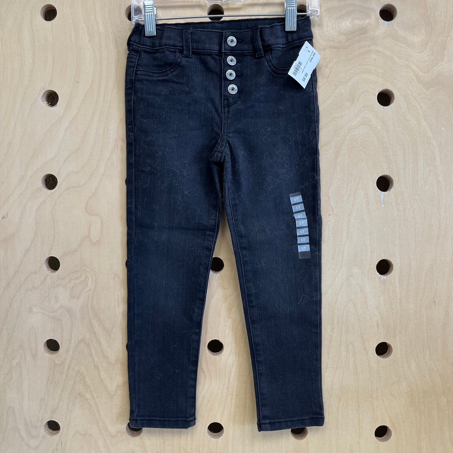 Black Faux Button Denim Pants NEW!!
