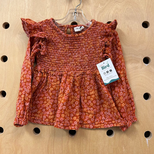 Rust Floral Smocked Top